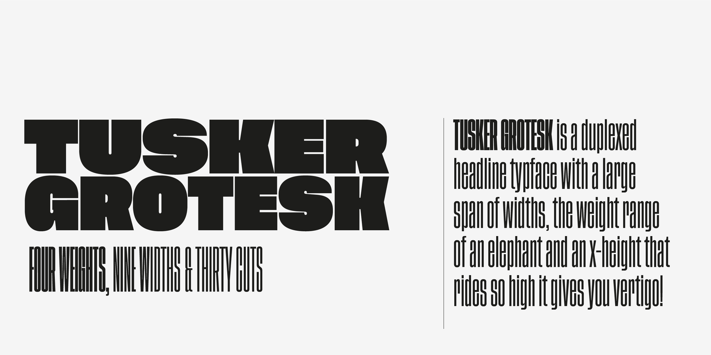 Tusker Grotesk 4800 Super Font preview